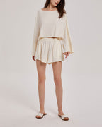 Modal Top & Shorts PJ Set - Ivory, L image