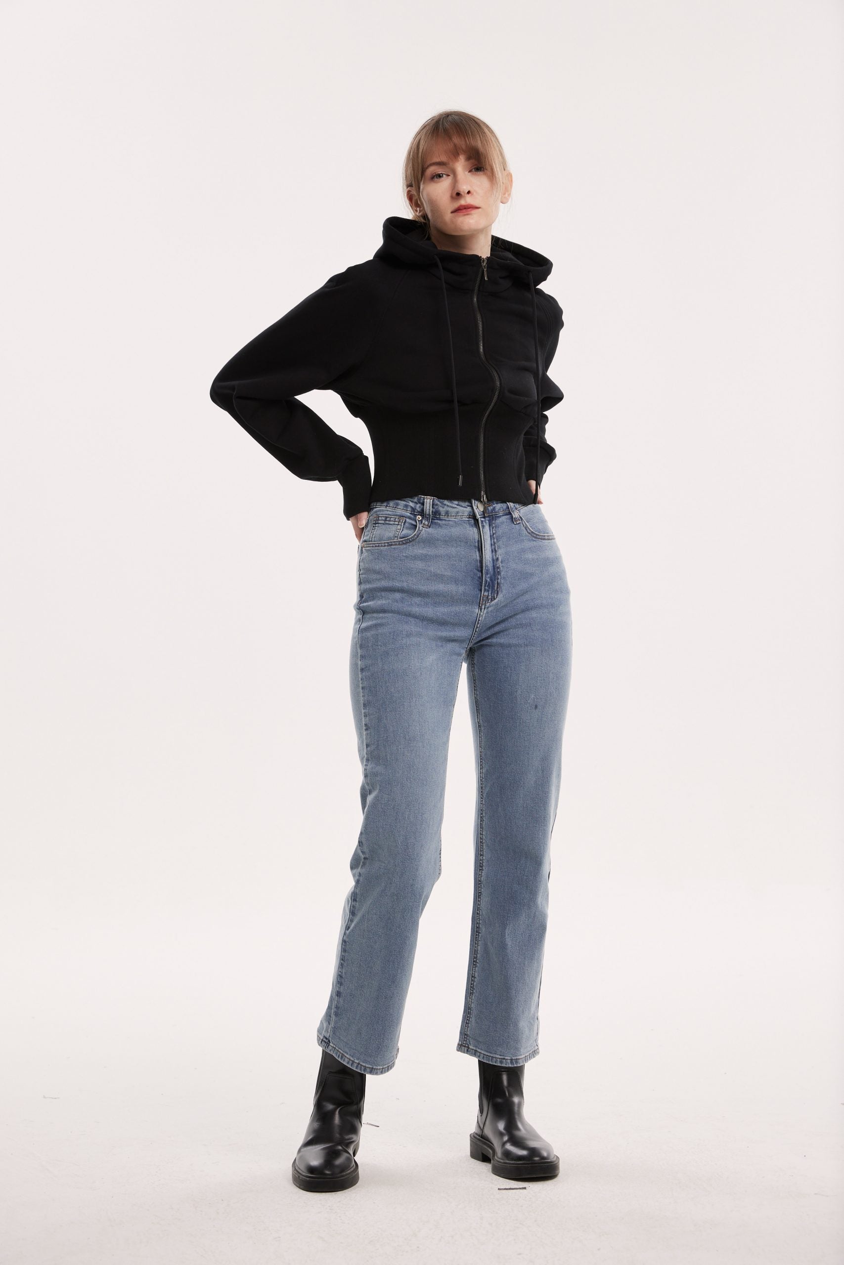 Drawstring Corset Jacket - Black, XL image