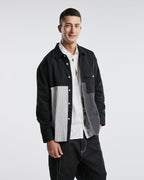 Black &amp; White Striped Patchwork Long-Sleeve Shirt image 2