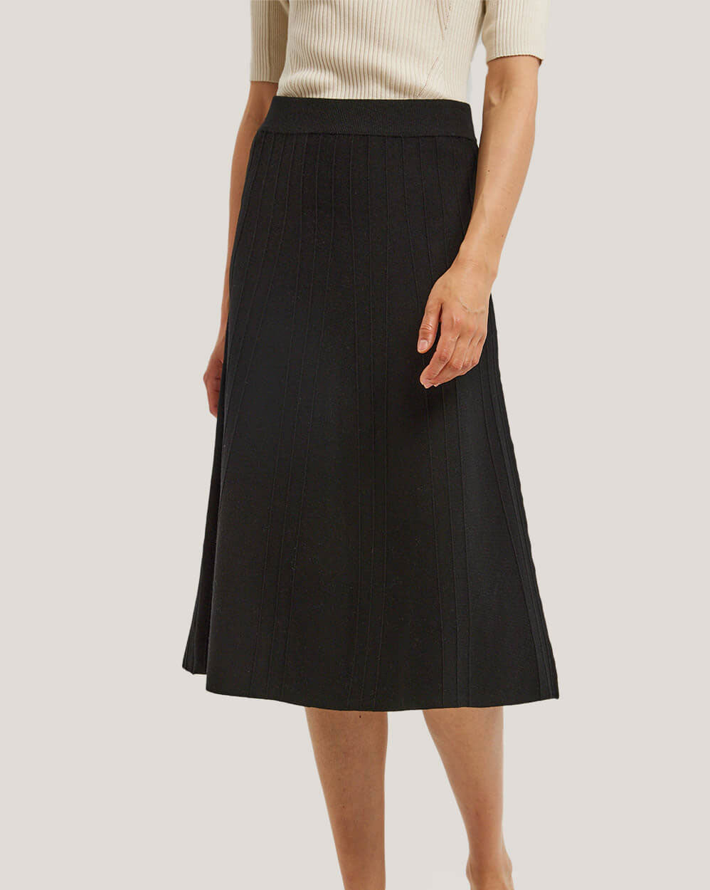Stripe Knitted Midi Wool Skirt image 5