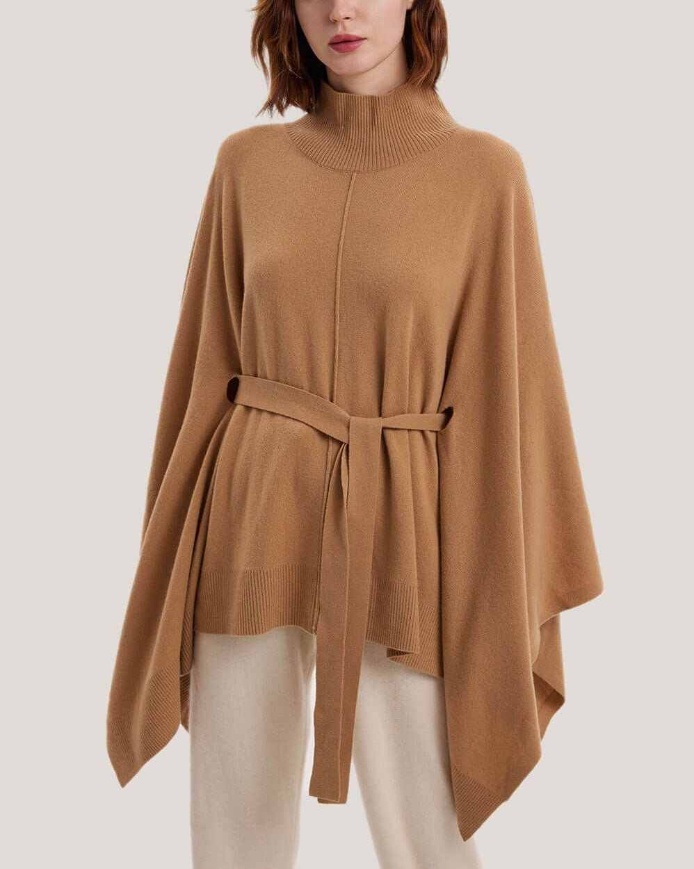 100% Wool Wide-Sleeve Belted Sweater image 0