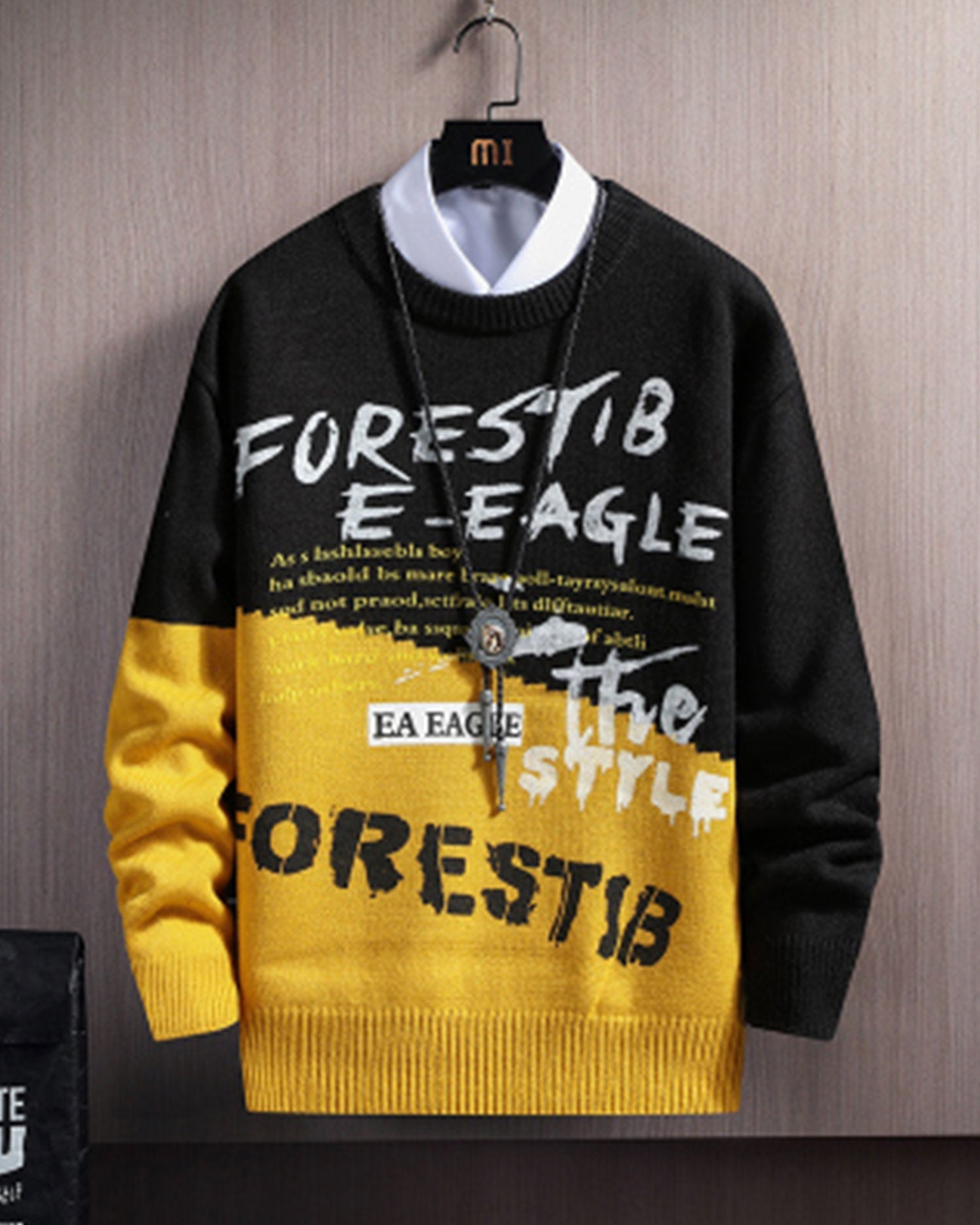 Printed Colorblock Knit Jumper - Saffron, XL image