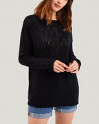 100% Wool Knit Sweater - Black, M image