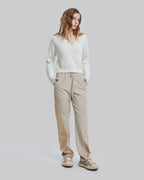 V-Neck Cropped Sweater - White, M image