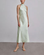 Halterneck Silk Maxi Dress - Mint, XXS image