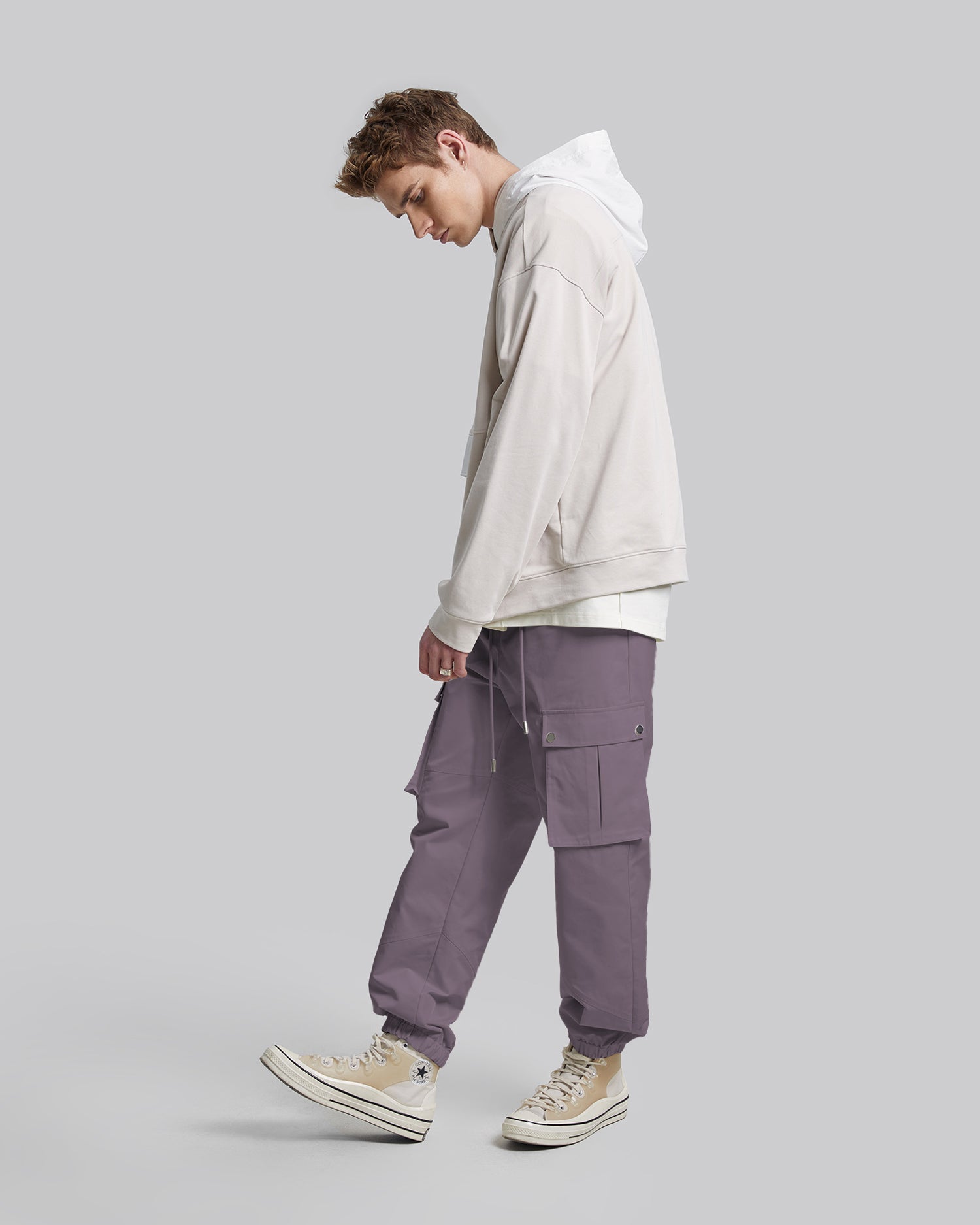 Paneled Athletic Pants - Purple, M image