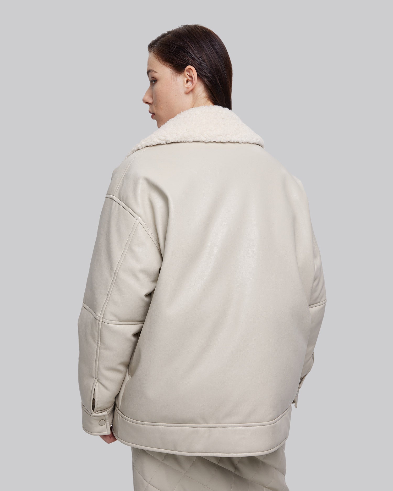 Off-Center Zipper Padded Jacket image 4