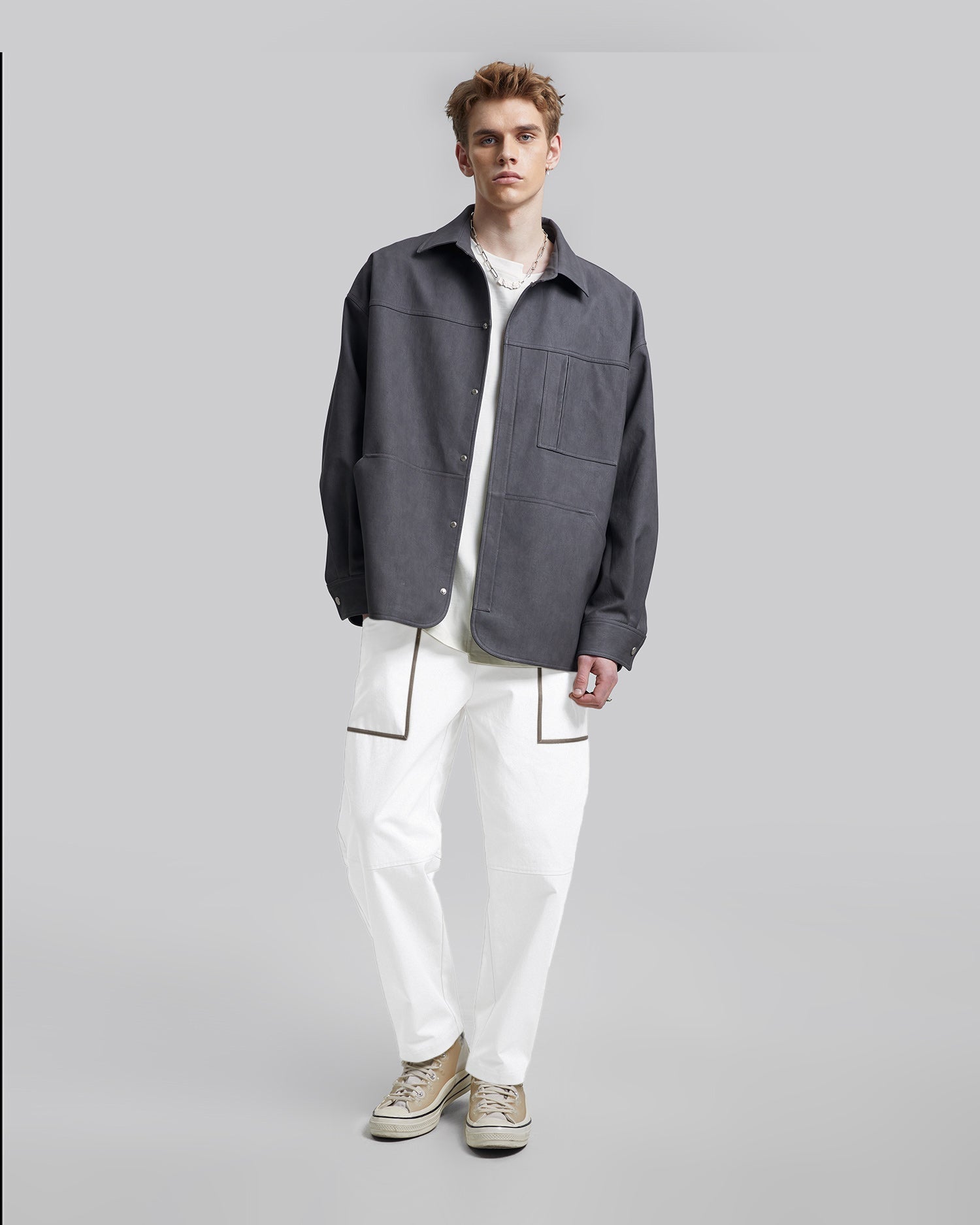 Patch Pocket Cropped Pants - White, L image