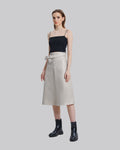 Faux Leather Belted Skirt - Ecru White, S image