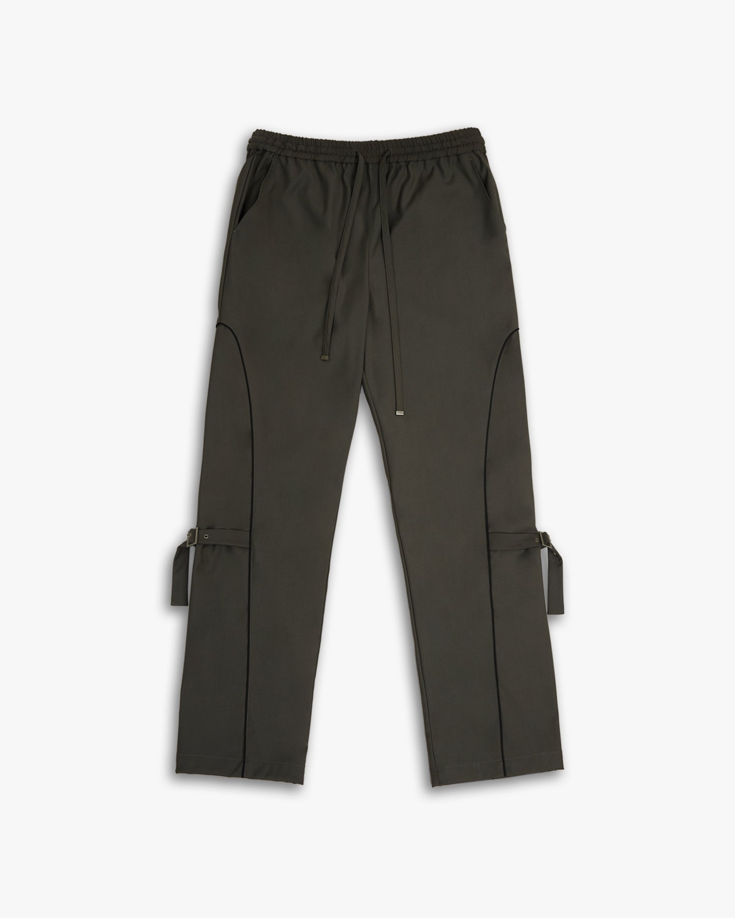 Knee Strapped Pants - Dark Green, M image
