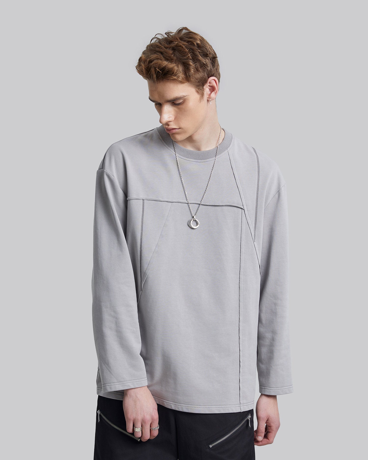 Geometric Seam Crewneck Sweatshirt image 2