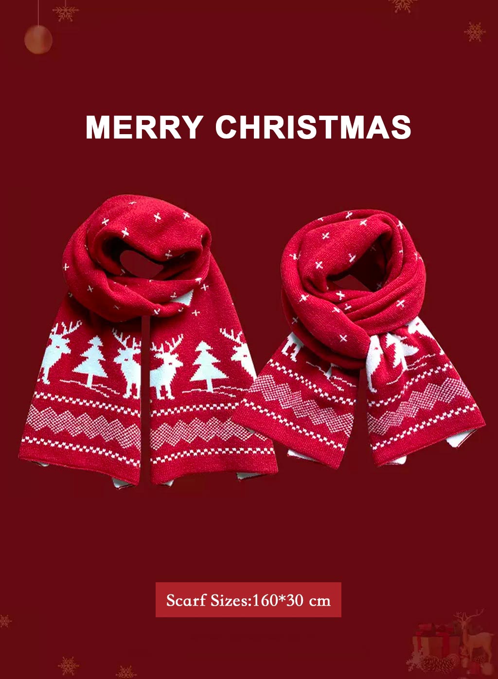 Soft &amp; Warm knitted Christmas scarf - Cherrywood, OS image