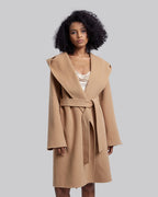 Hooded Wool Coat with Large V-Lapels image 1