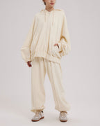 Pure Cotton Zip-Up Hoodie Set - Ivory, L image