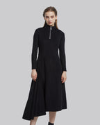 Black Asymmetric Wool Dress image 4