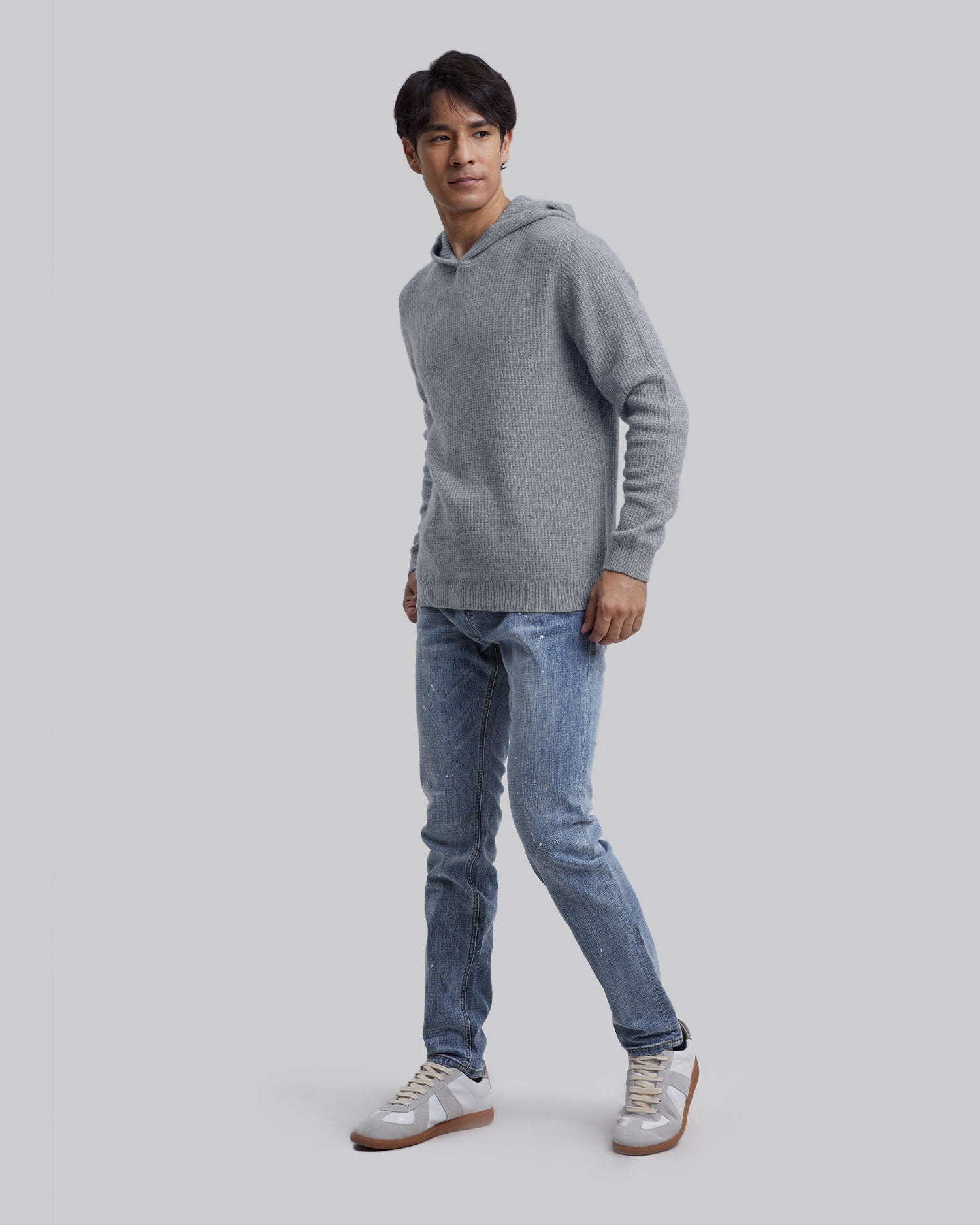 Pure Cashmere Hooded Sweater - Grey, S image