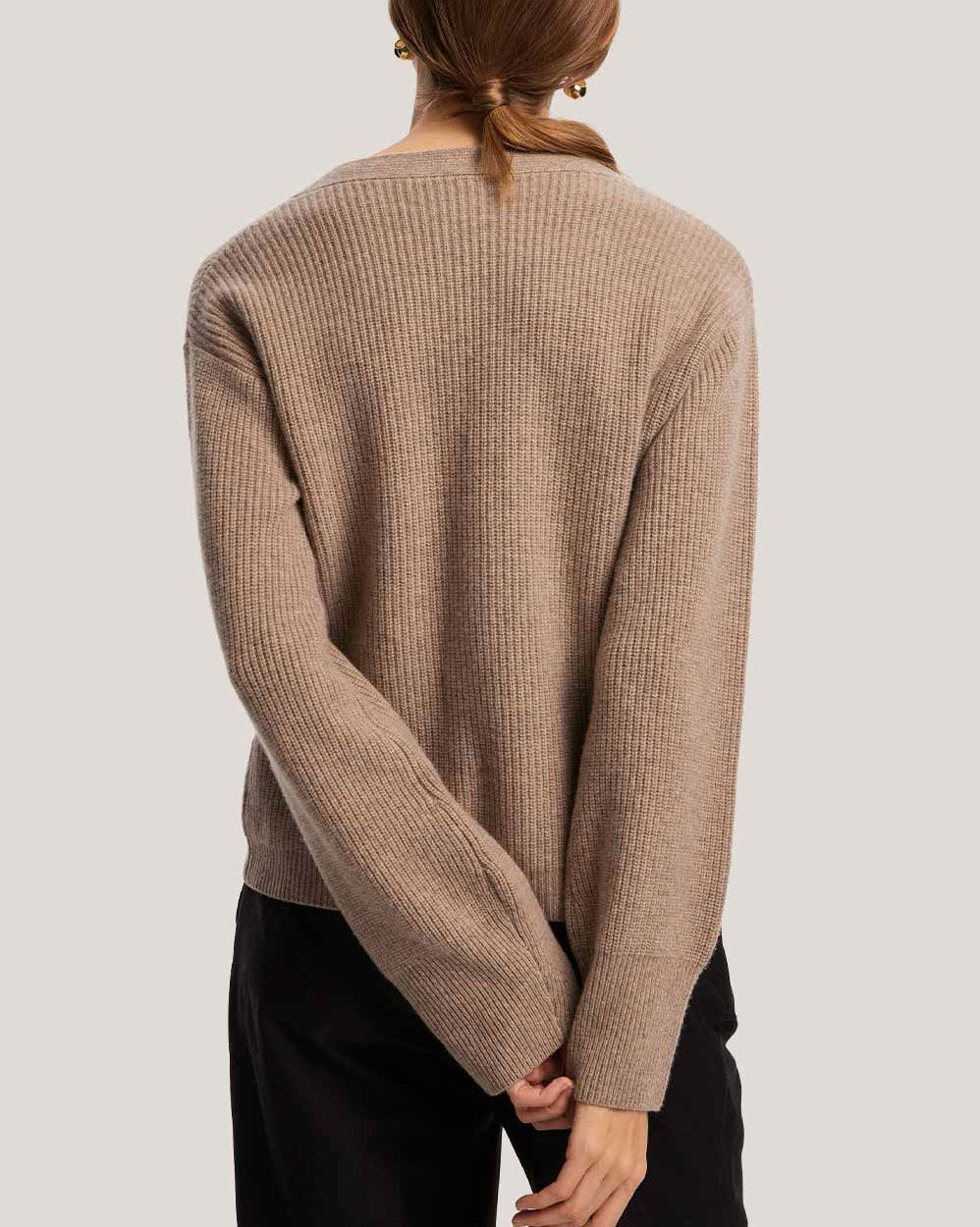 Buttoned Fine Knit 100% Wool Cardigan image 3