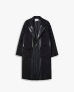 Wool &Faux-Leather Panel Coat image 0