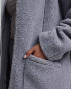 Fleece Coat in Silver image 4