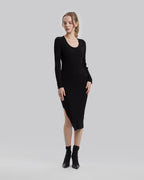 Long Sleeve Fitted Dress - Black, L image