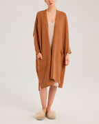 Pure Wool Open Front Long Cardigan - Tawny, M image