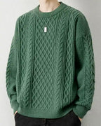 Crewneck Cable-Knit Jumper - ForestGreen, XXL image