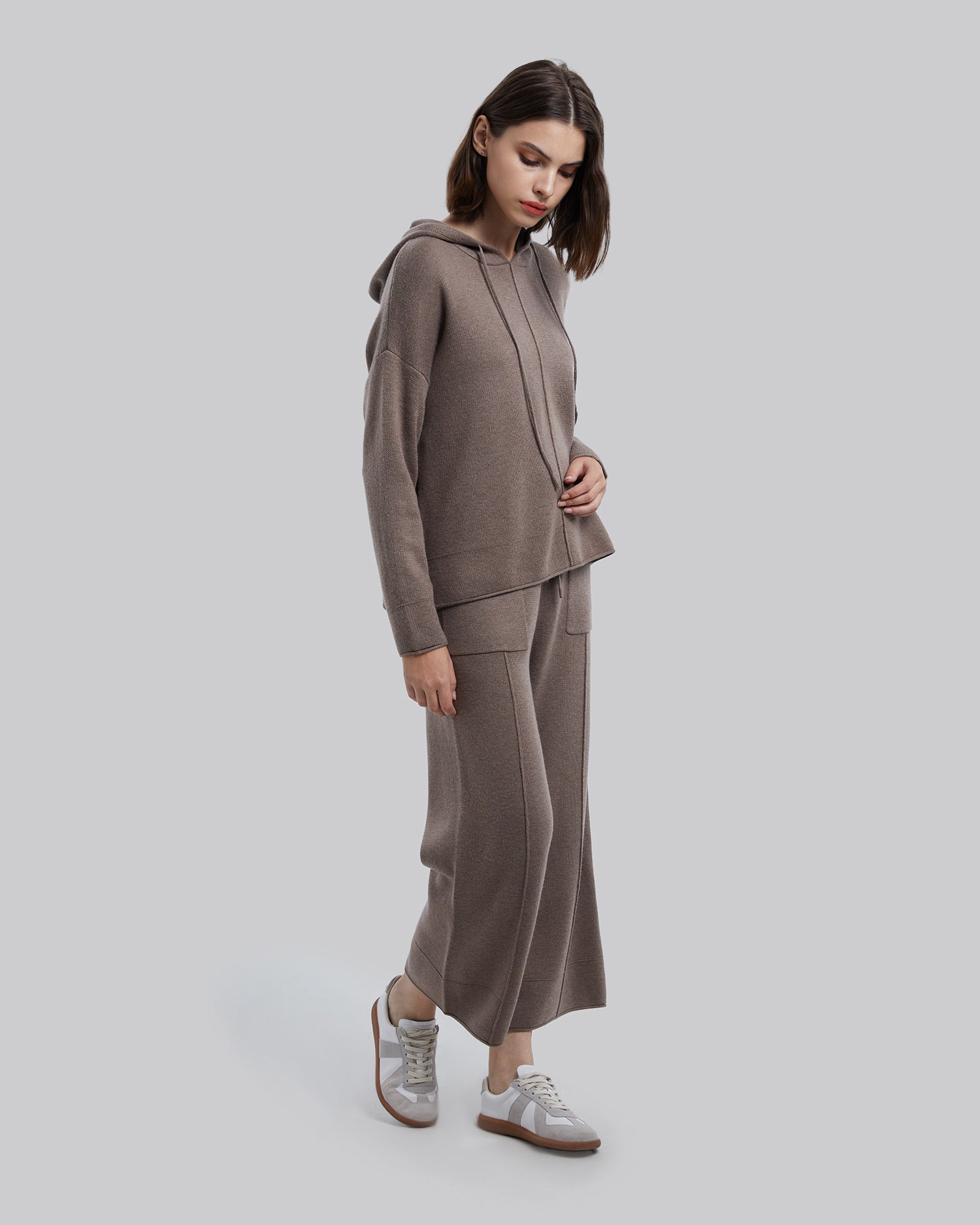 Side Slit Woolen Hoodie Set image 2