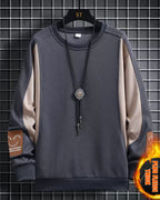 Contrast Crewneck Sweatshirt - Steel Blue, 5XL image