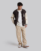 Woolen Varsity Jacket - Brown, M image