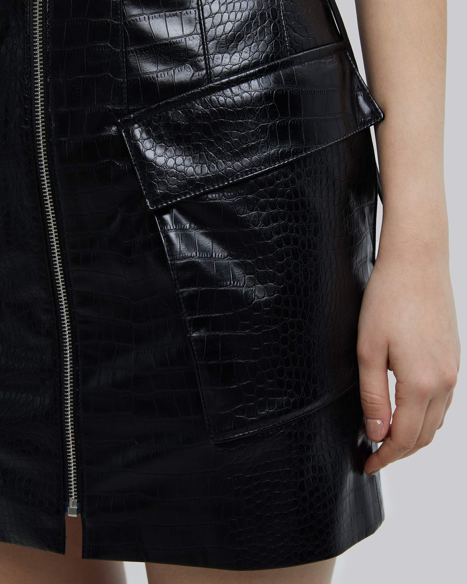 Faux Crocodile-Leather Skirt image 4