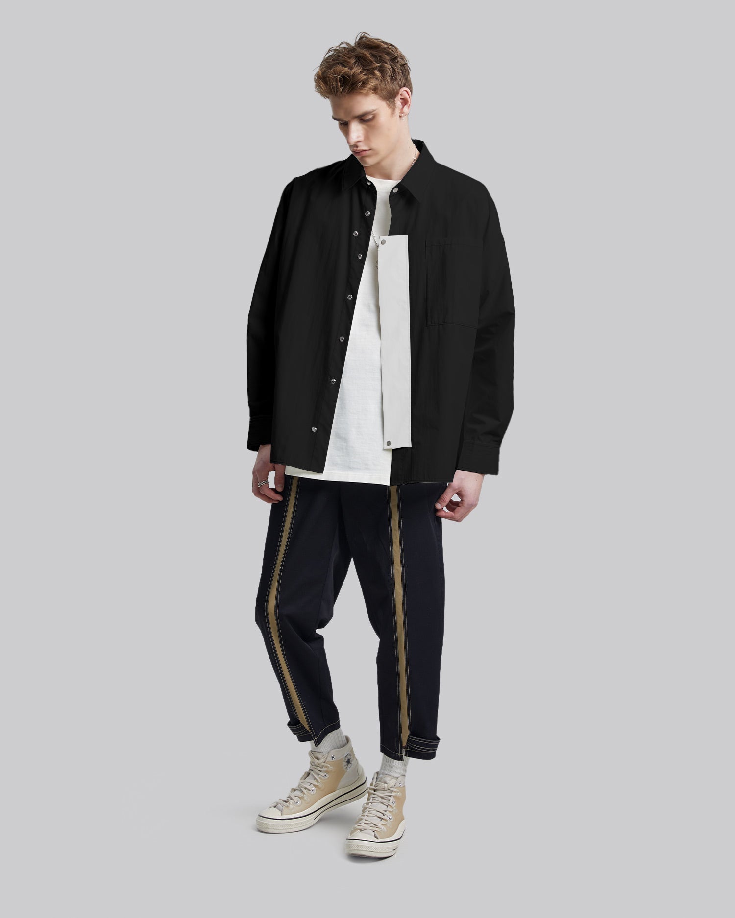 Unique Placket Shirt - Black &amp; White, S image