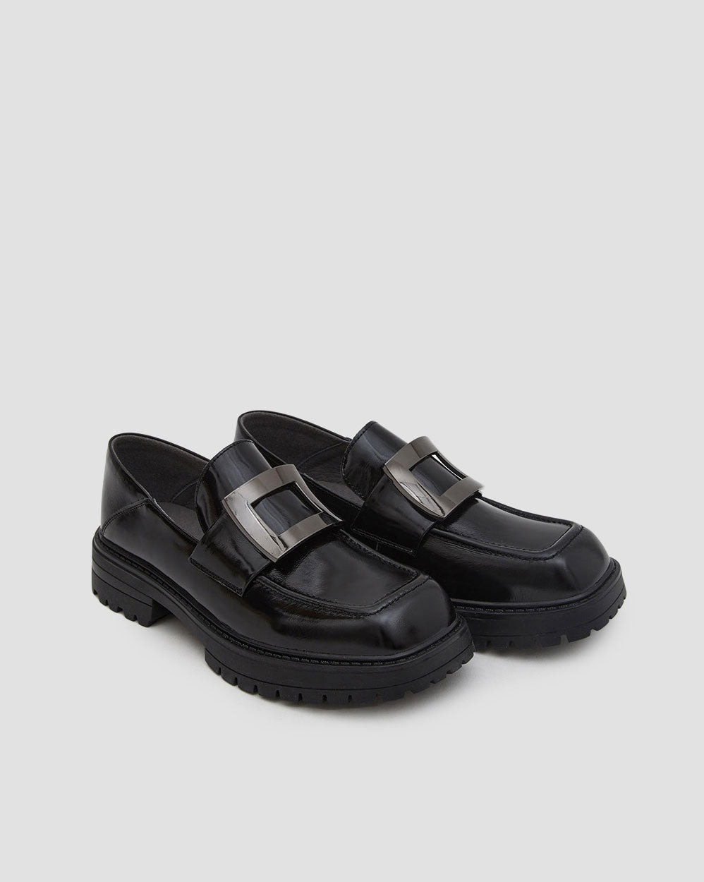 Chic Square Toe Loafers - 5, Midnight Black image