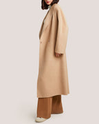 Belted Hidden Button Pure Camel Coat image 4