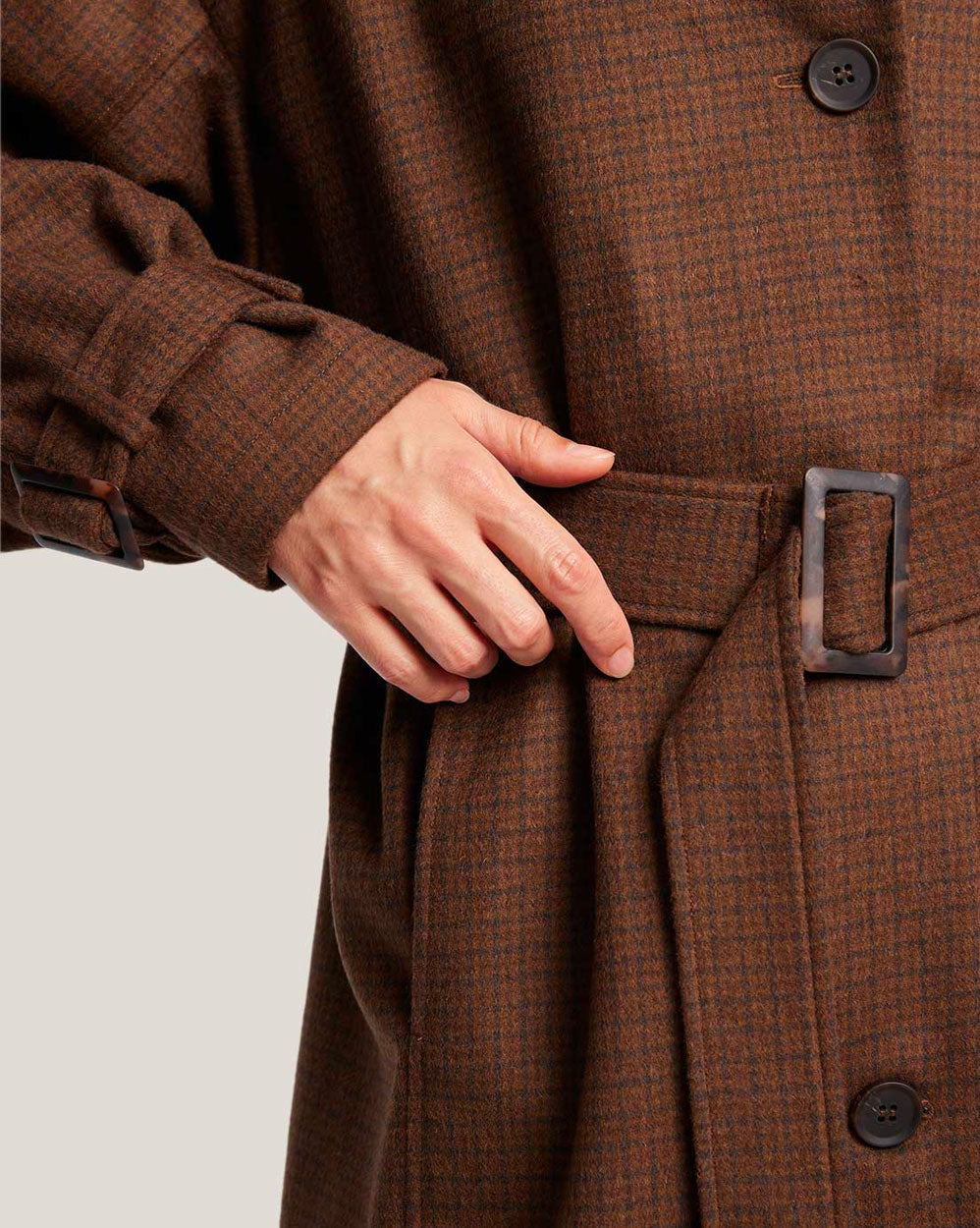 Belted Button Front Long Wool Coat image 6