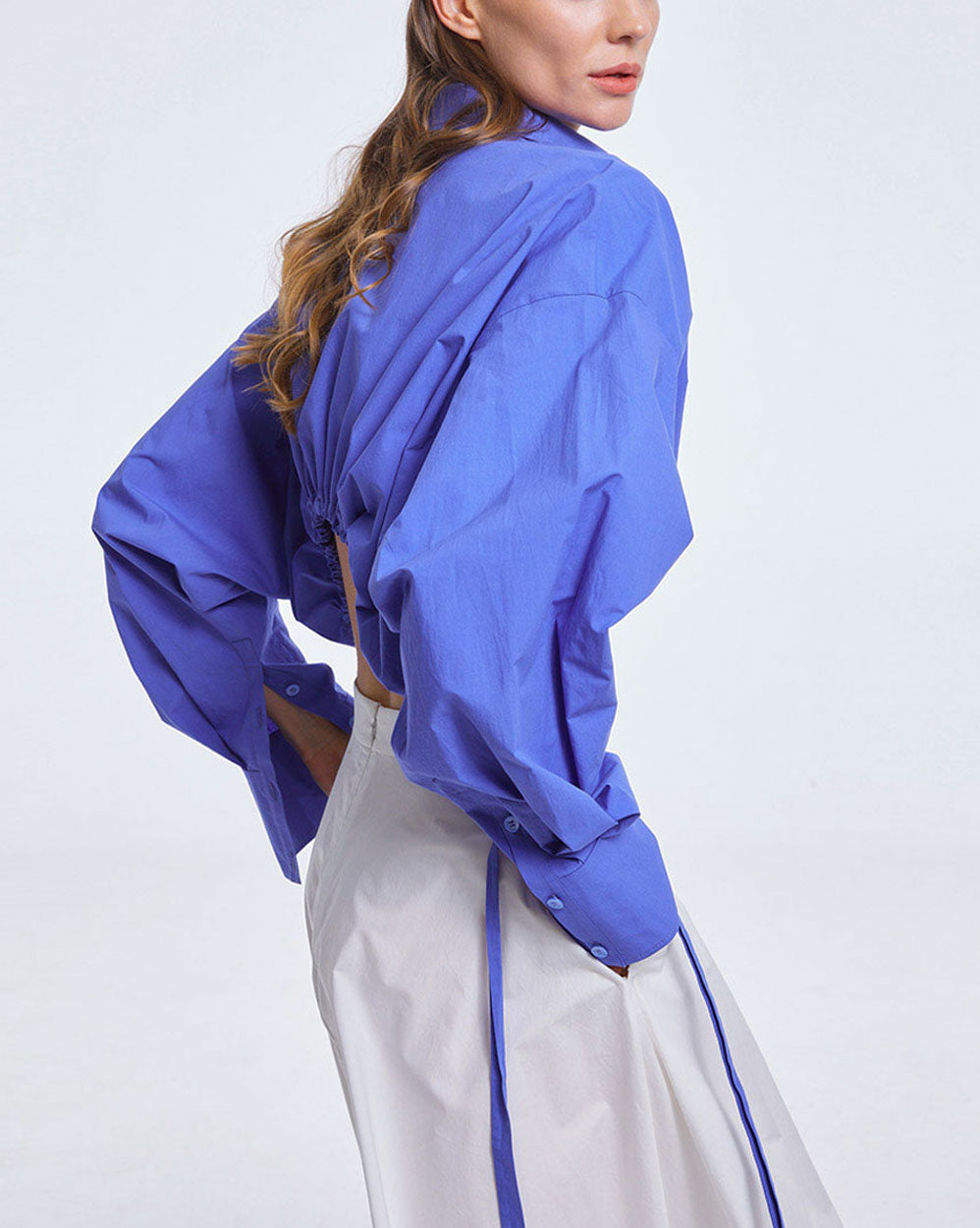 Cropped Drawstring Cotton Shirt image 2