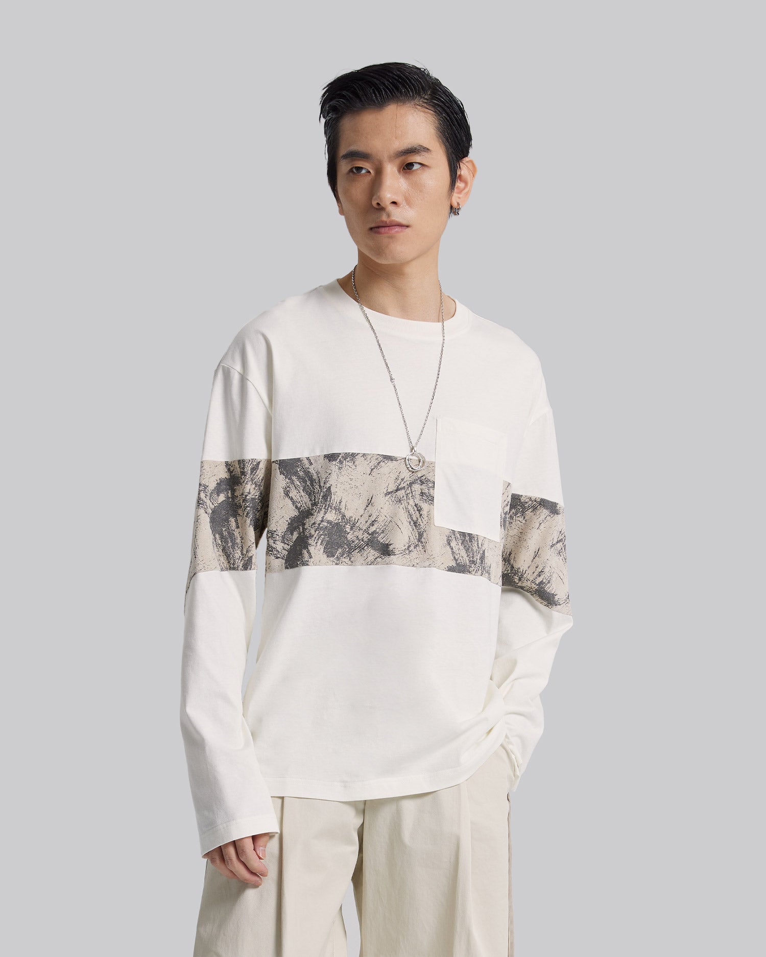 Art Pattern Paneled Long-Sleeve Tee image 3