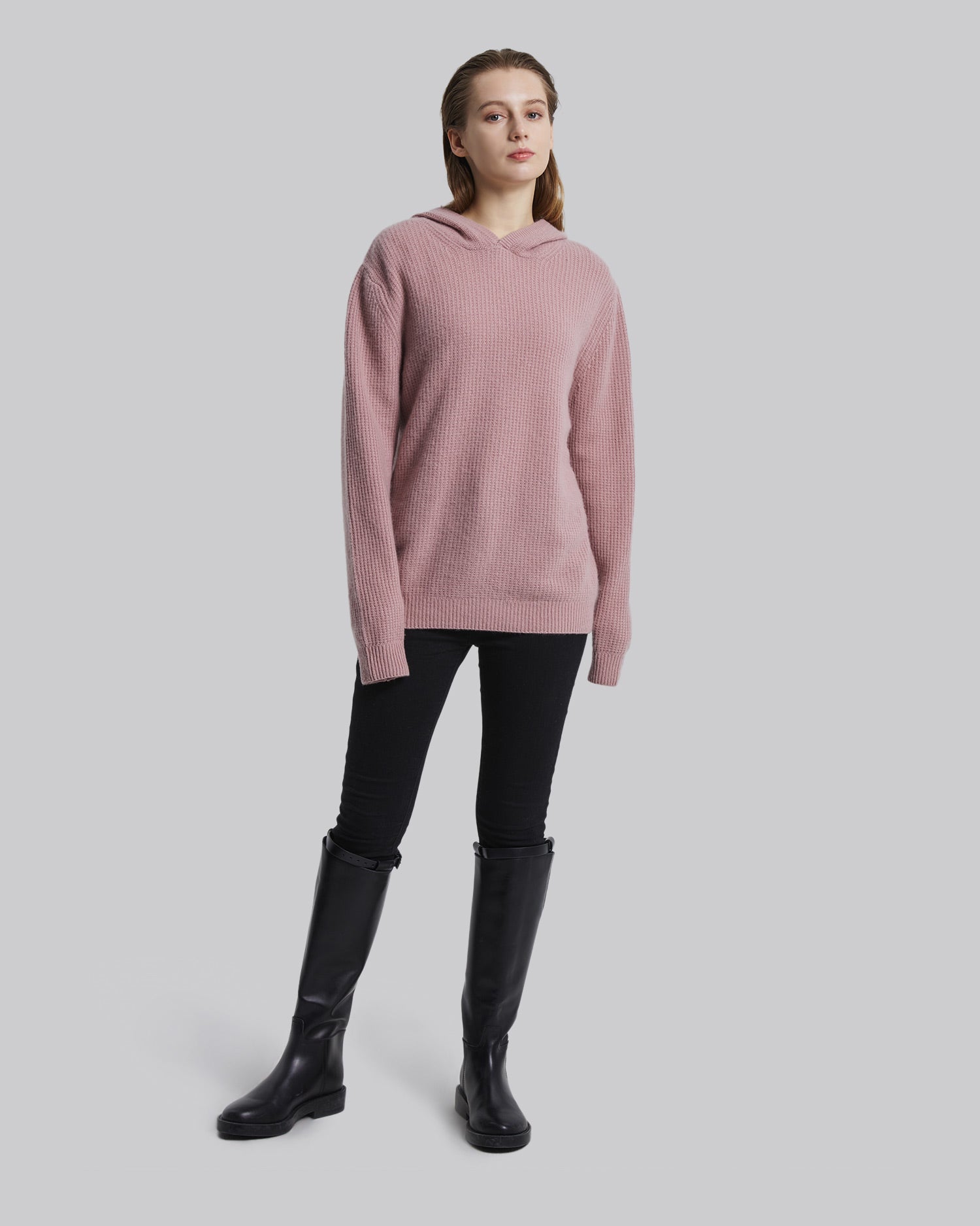 Knitted Cashmere Hoodie - Ash Rose, L image