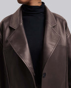 Faux Leather Coat with Pinched Pleats image 3