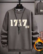 Layered Crewneck Letter Sweatshirt - Black Grey, M image