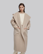 Hooded Long Wool Wrap Coat image 1