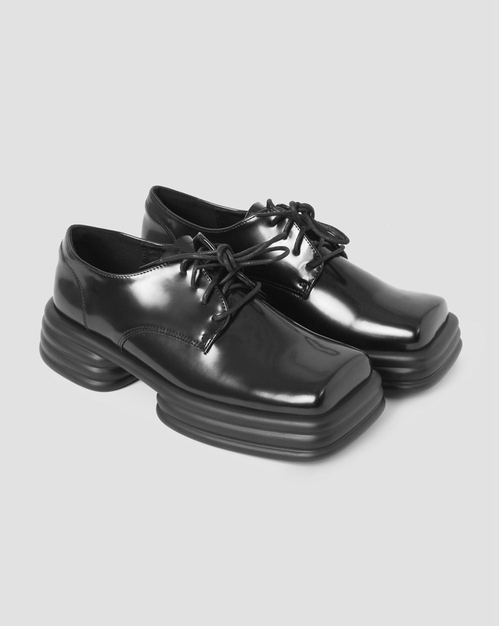 Lace-Up Platform Loafers - Black, 6 image