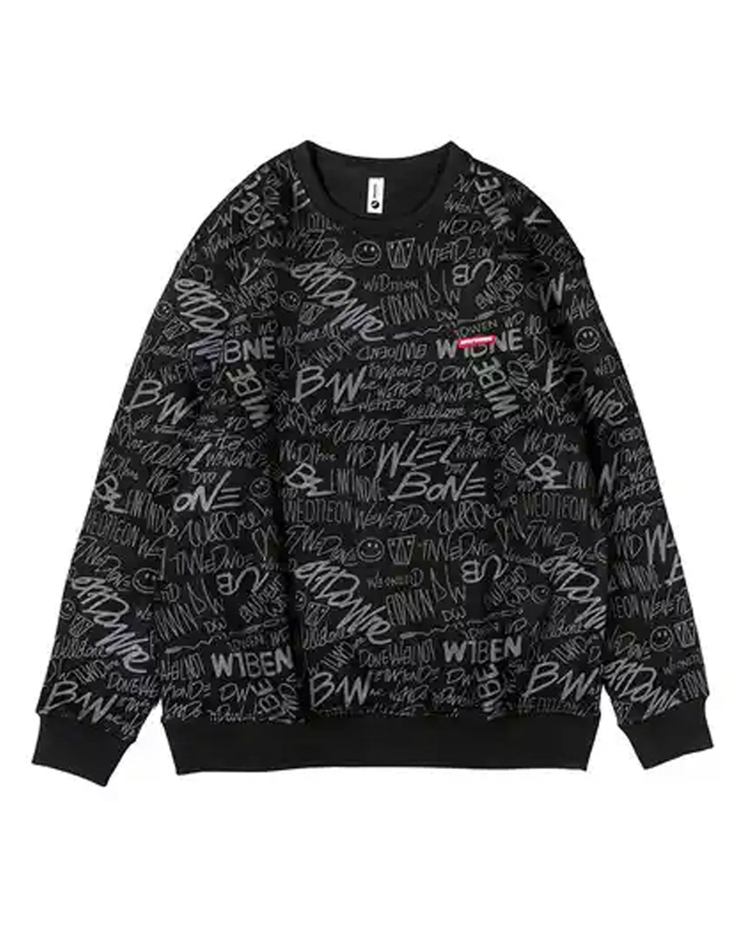 All Print Crewneck Sweatshirt - Black, XXL image