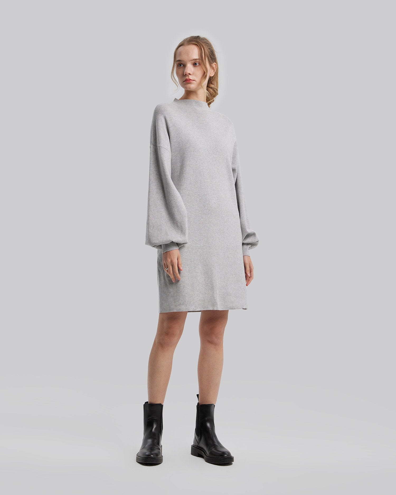 High Neck Casual Sweater Dress image 1