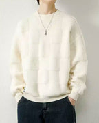 Checked Crewneck Jumper - Ecru White, M image