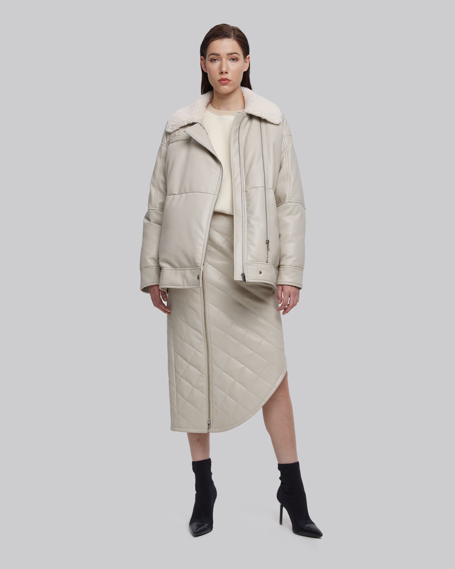 Off-Center Zipper Padded Jacket image 2