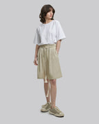 Drawstring Relaxed Shorts - Beige, L image
