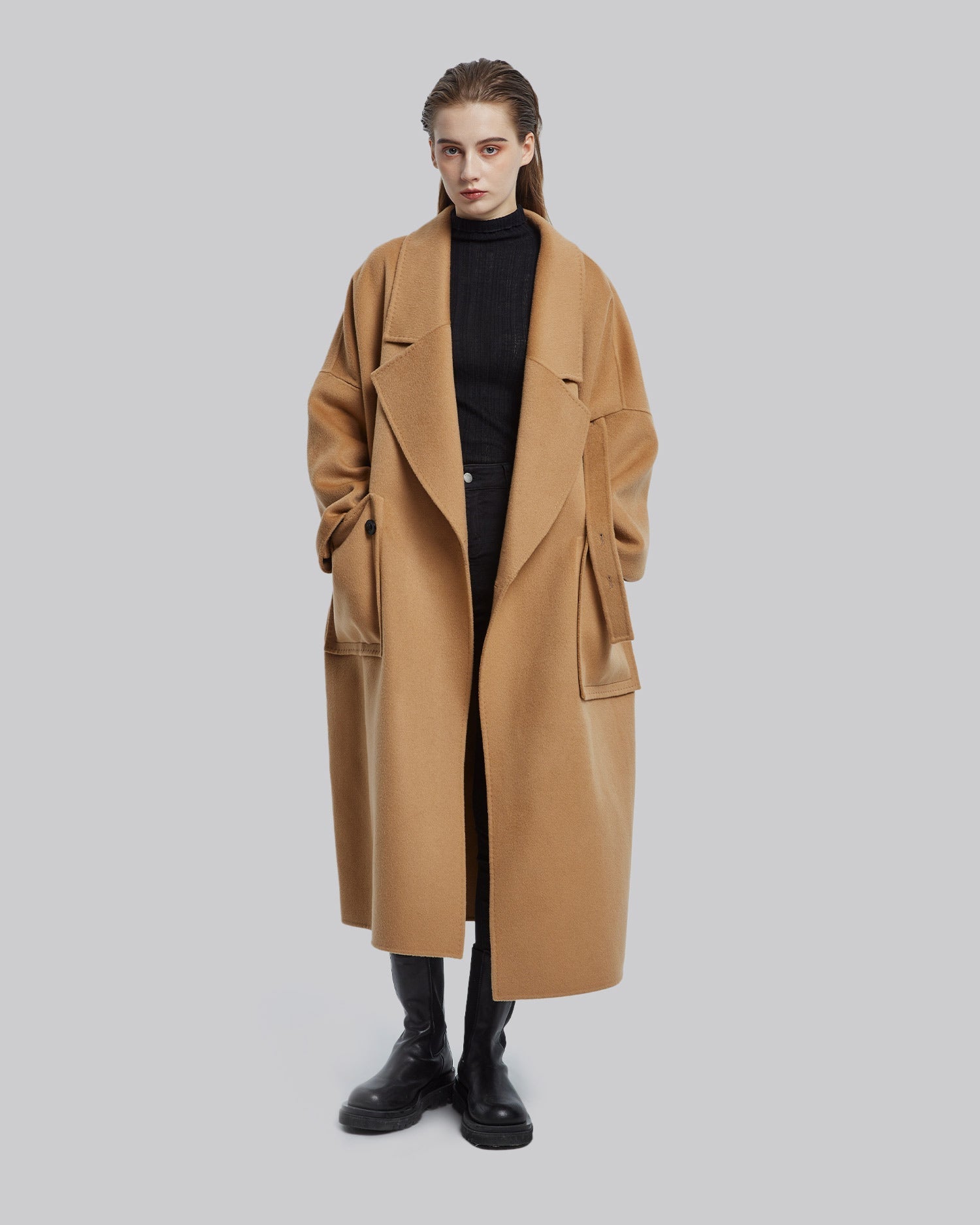 Long Wool Coat with Ribbons image 1