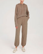 Fine-Knit 100% Wool Hoodie Set - Oatmeal, XS image