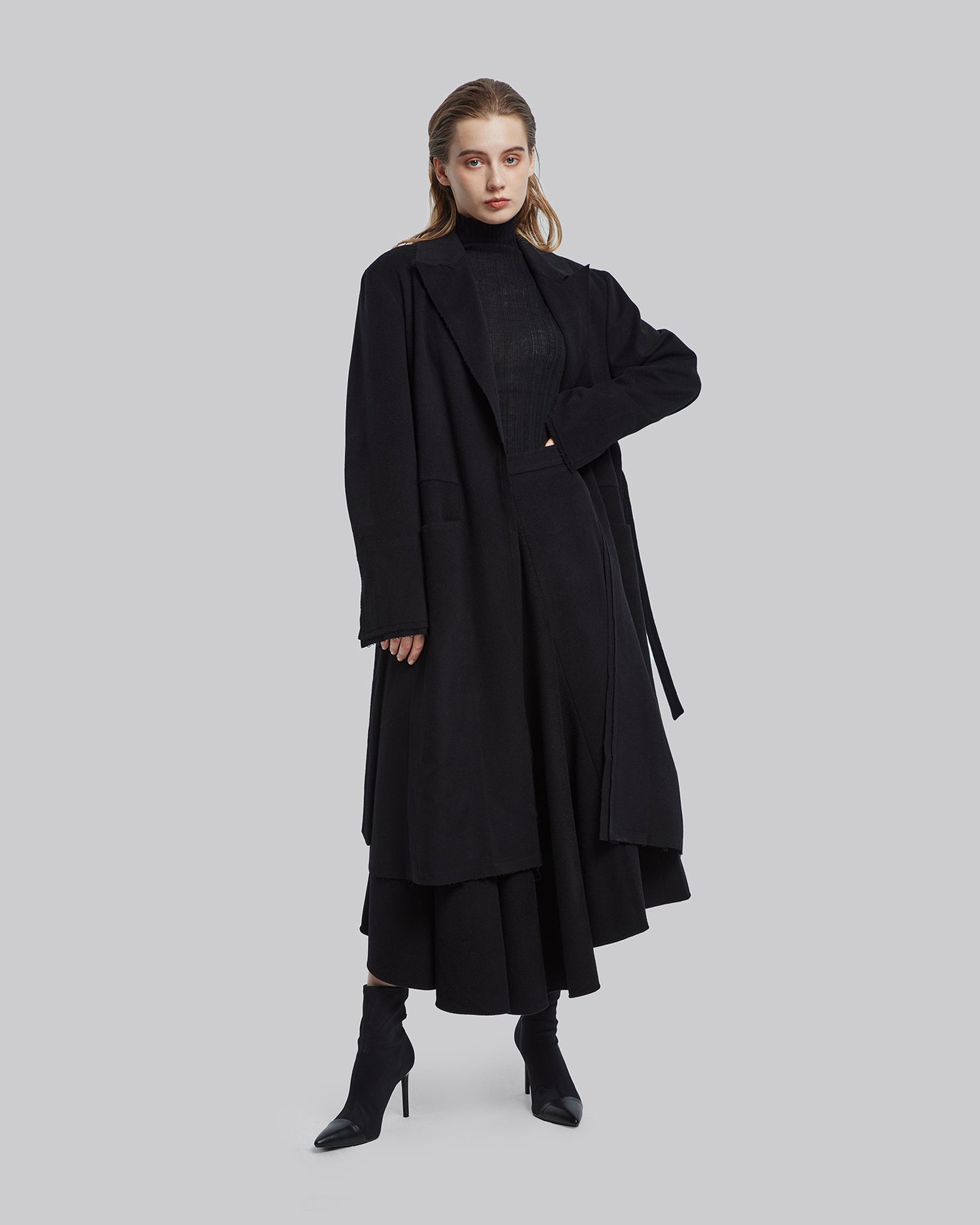 Belted Raw-Edge Wool Coat image 3