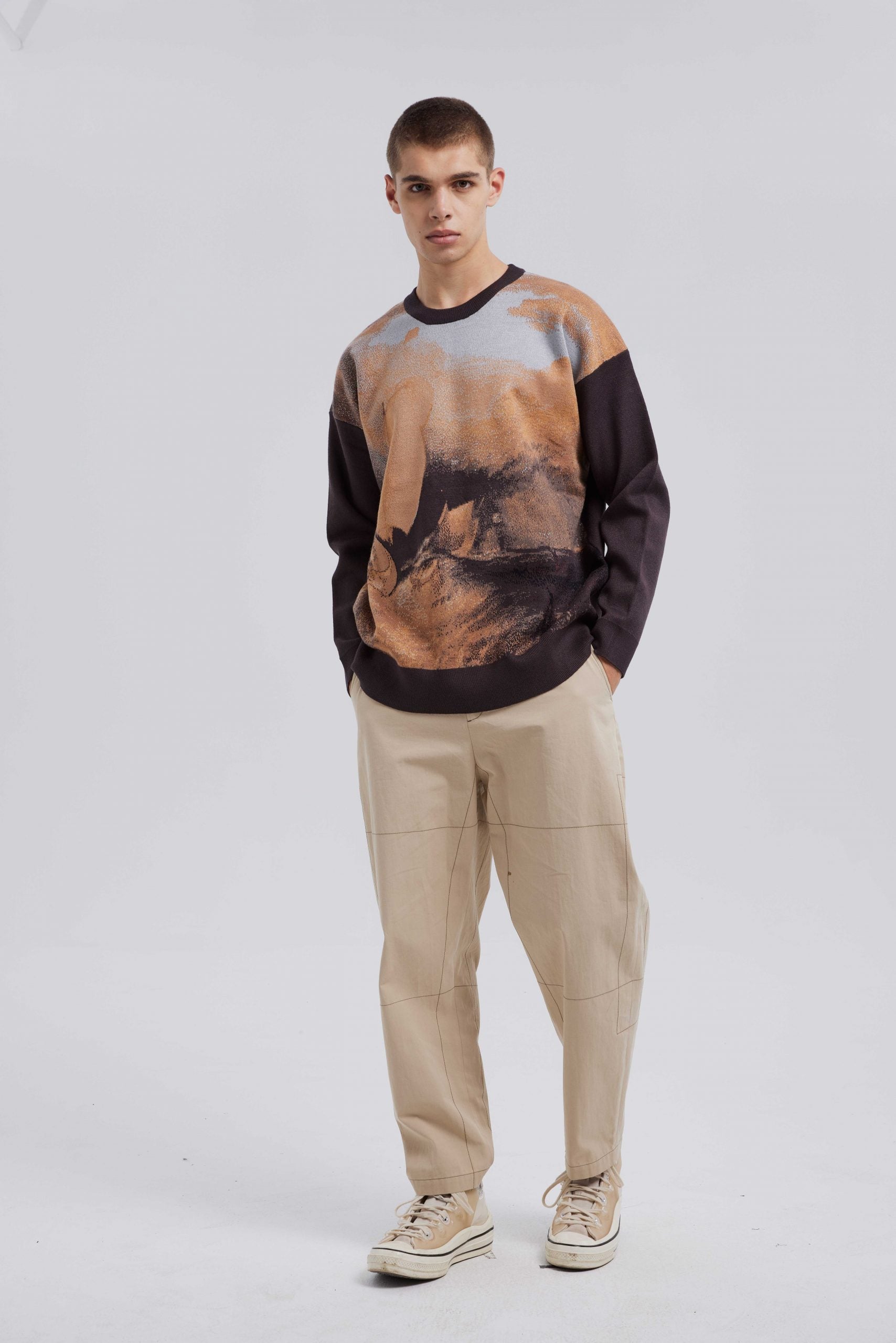 Marine-Art Graphics Ribbed Sweater - Multi-Colored, L image